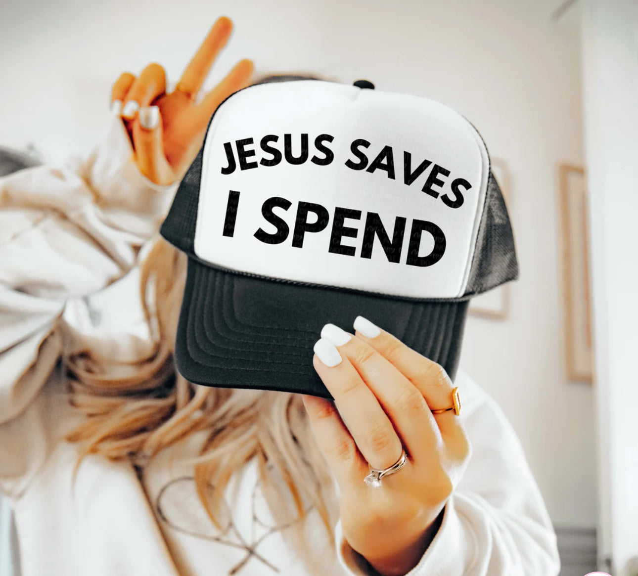 Jesus SAVES I SPEND- Trucker Hat