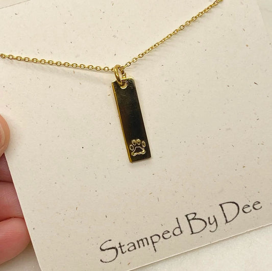 Paw - Stamped Bar Necklace