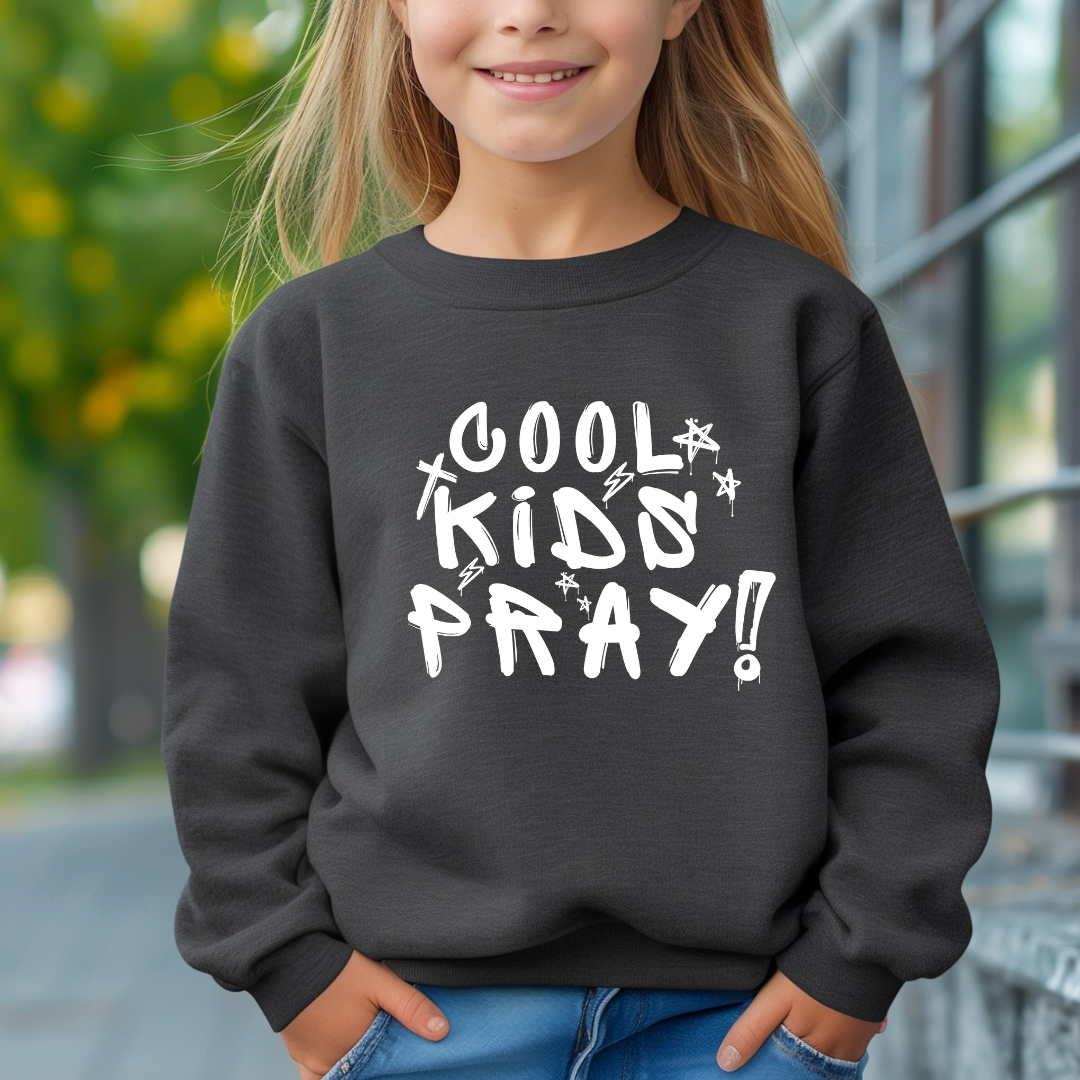 COOL KIDS PRAY- Unisex Youth Crew Sweatshirt - Made to Order