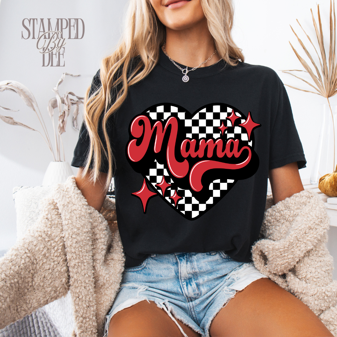 MAMA Heart Checkered T-Shirt– Made to Order