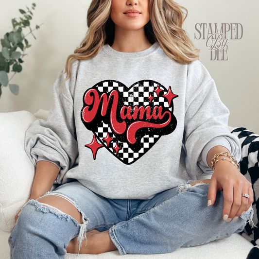 MAMA Heart Checkered Crewneck Sweatshirt – Made to Order