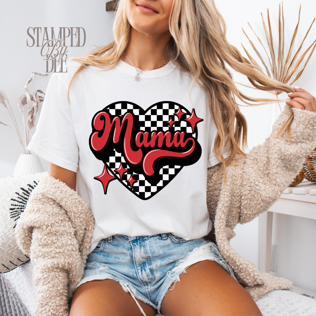 MAMA Heart Checkered T-Shirt– Made to Order