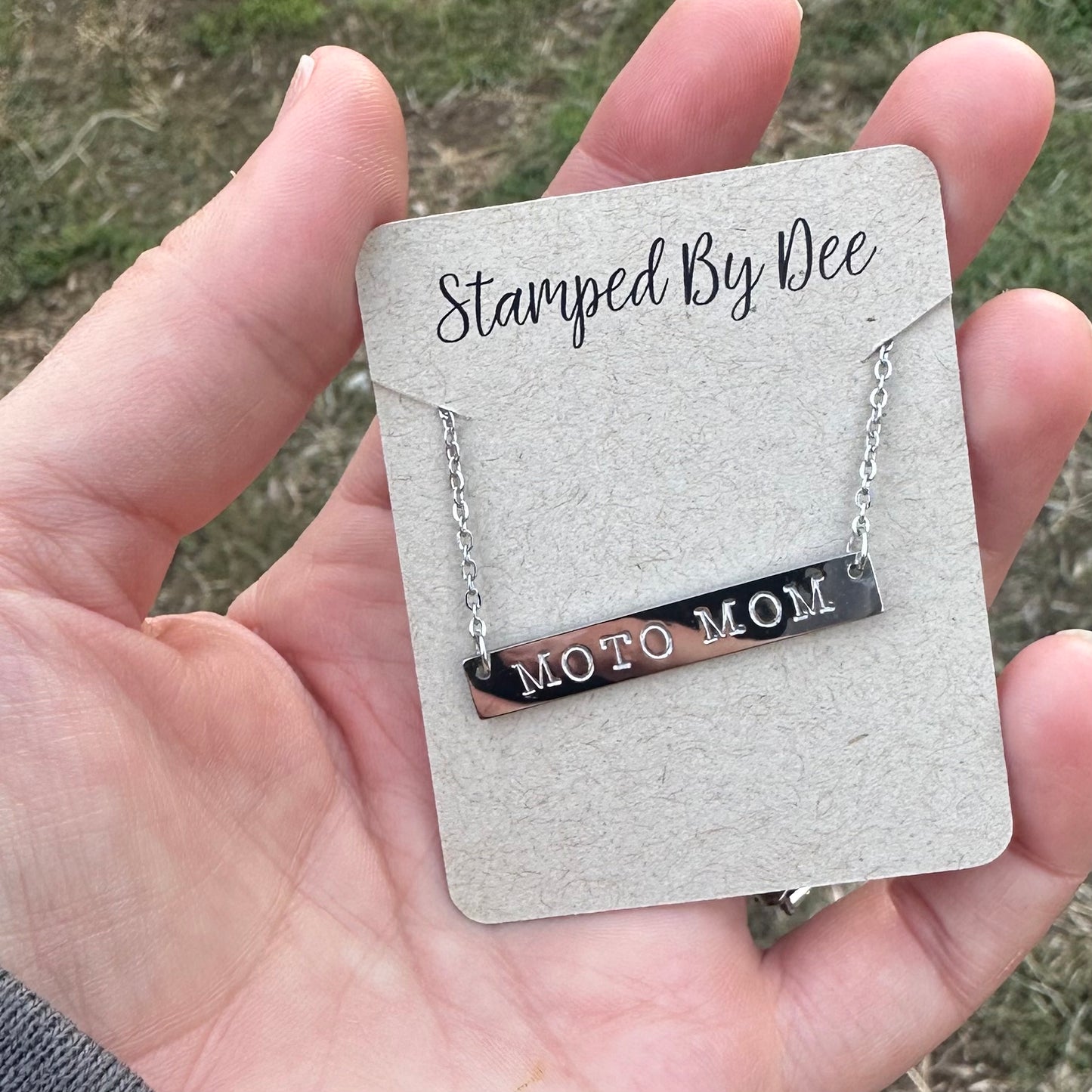 MOTO MOM - Stamped Bar Necklace