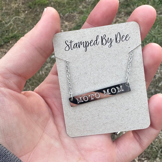 MOTO MOM - Stamped Bar Necklace