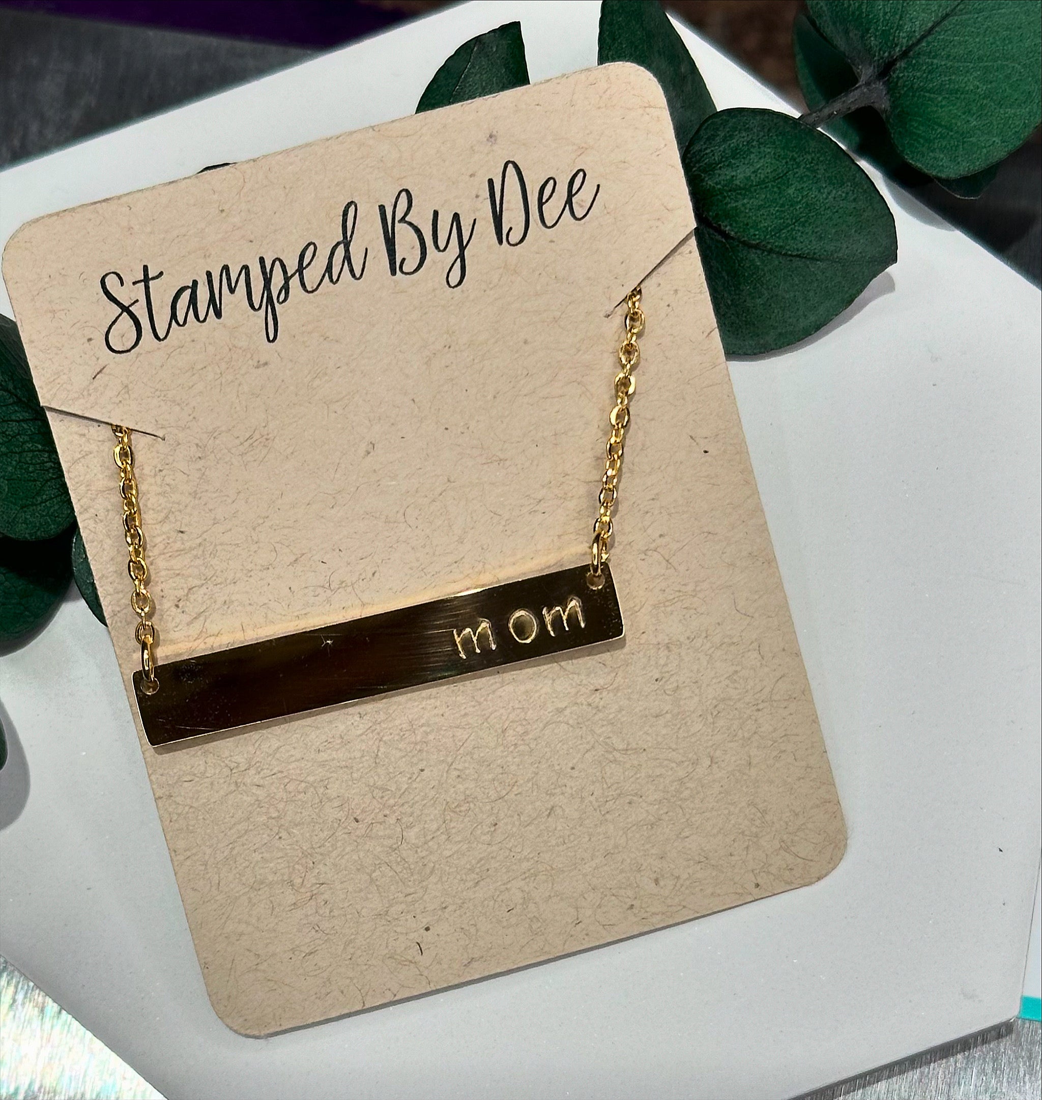 mom - Stamped Bar Necklace