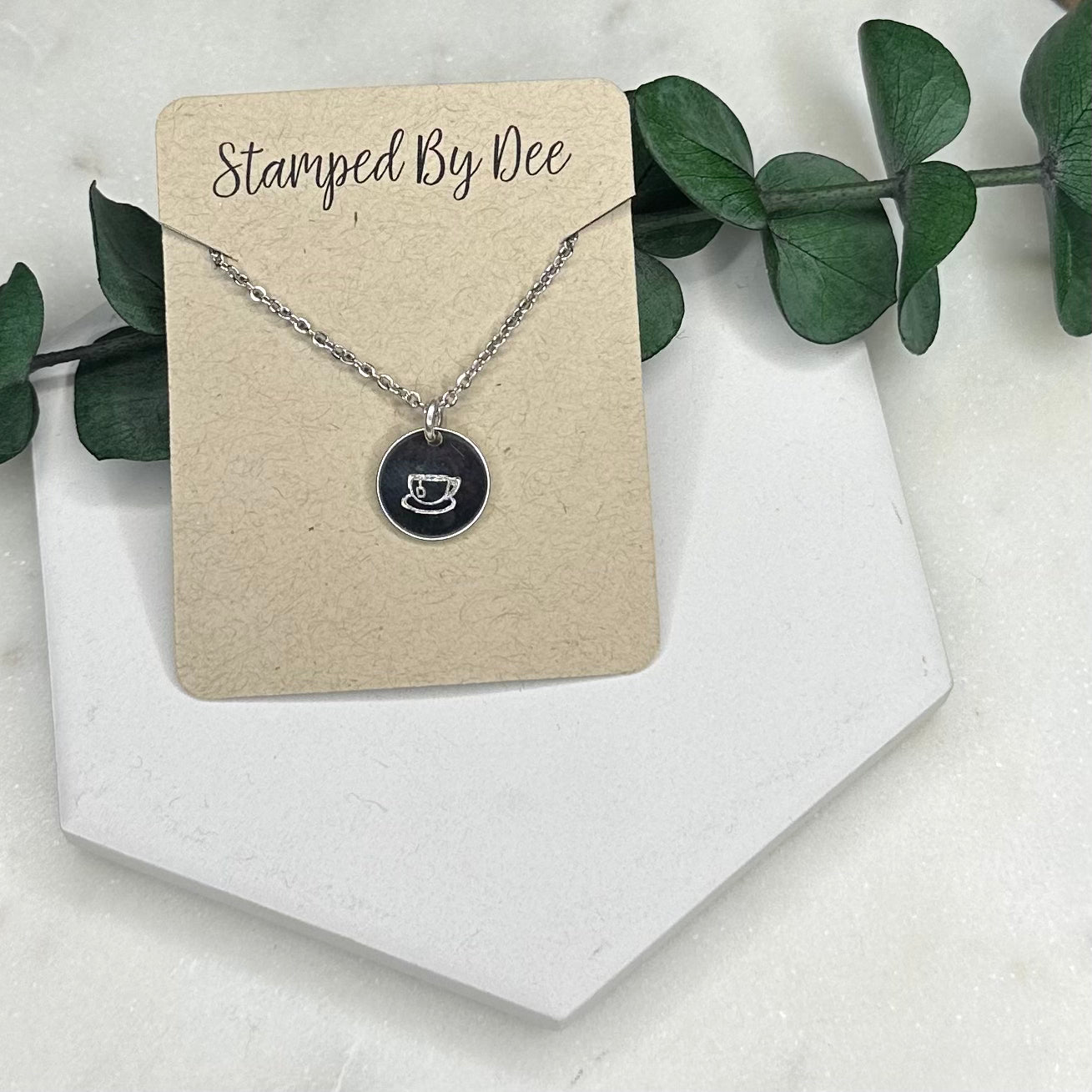 COFFEE MUG - Stamped Charm Necklace