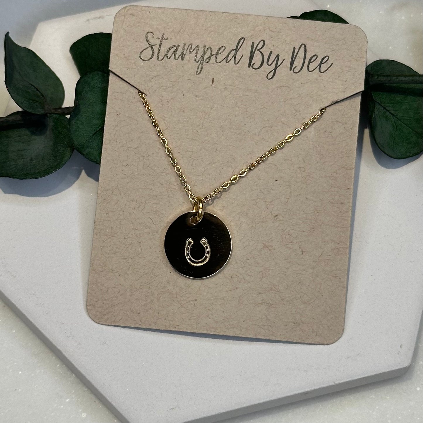 HORSE SHOE - Stamped Charm Necklace