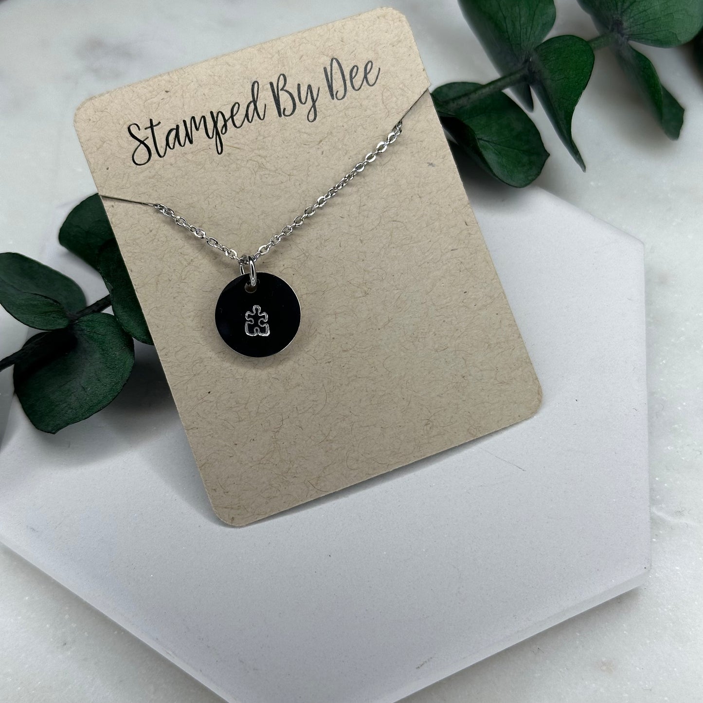 Autism Awareness - Stamped Charm Necklace