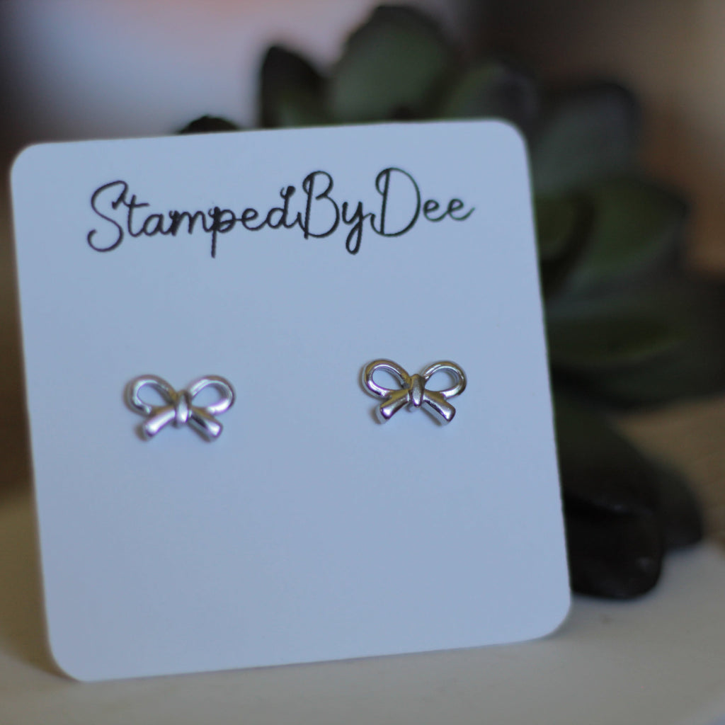 Bow - Silver Dainty Earrings