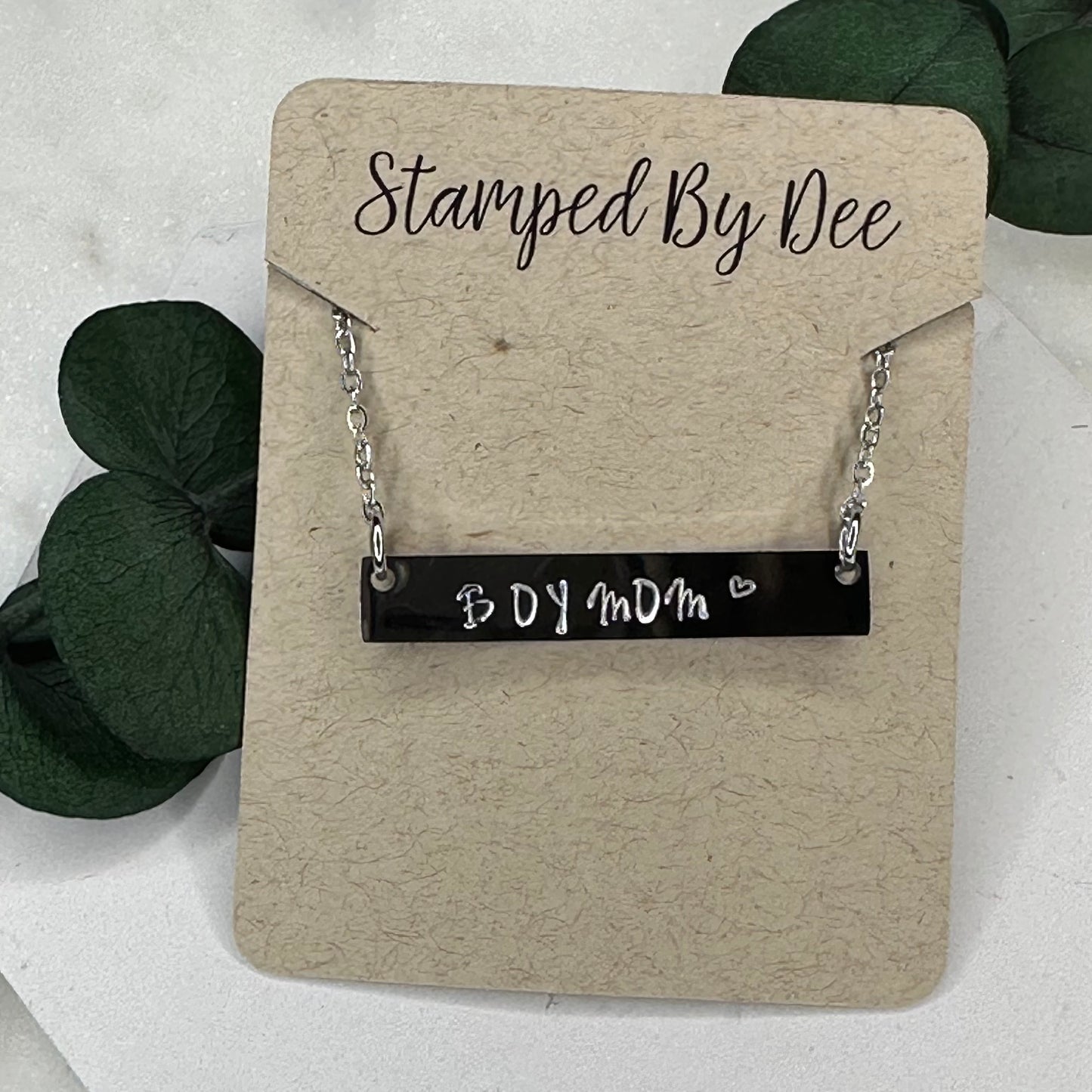 Boy Mom - Stamped Bar Necklace