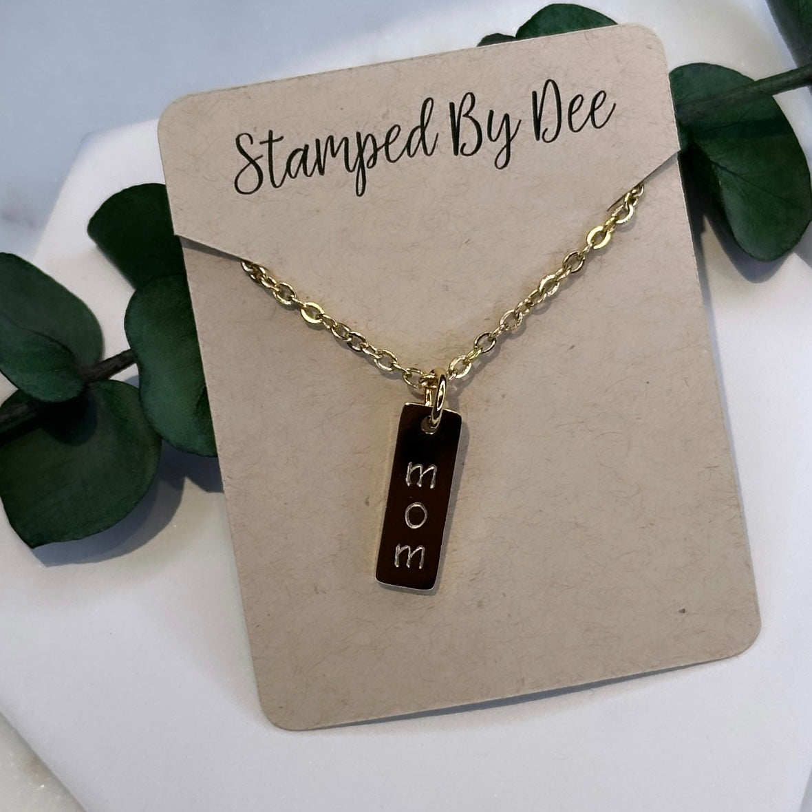 mom - Stamped Bar Necklace